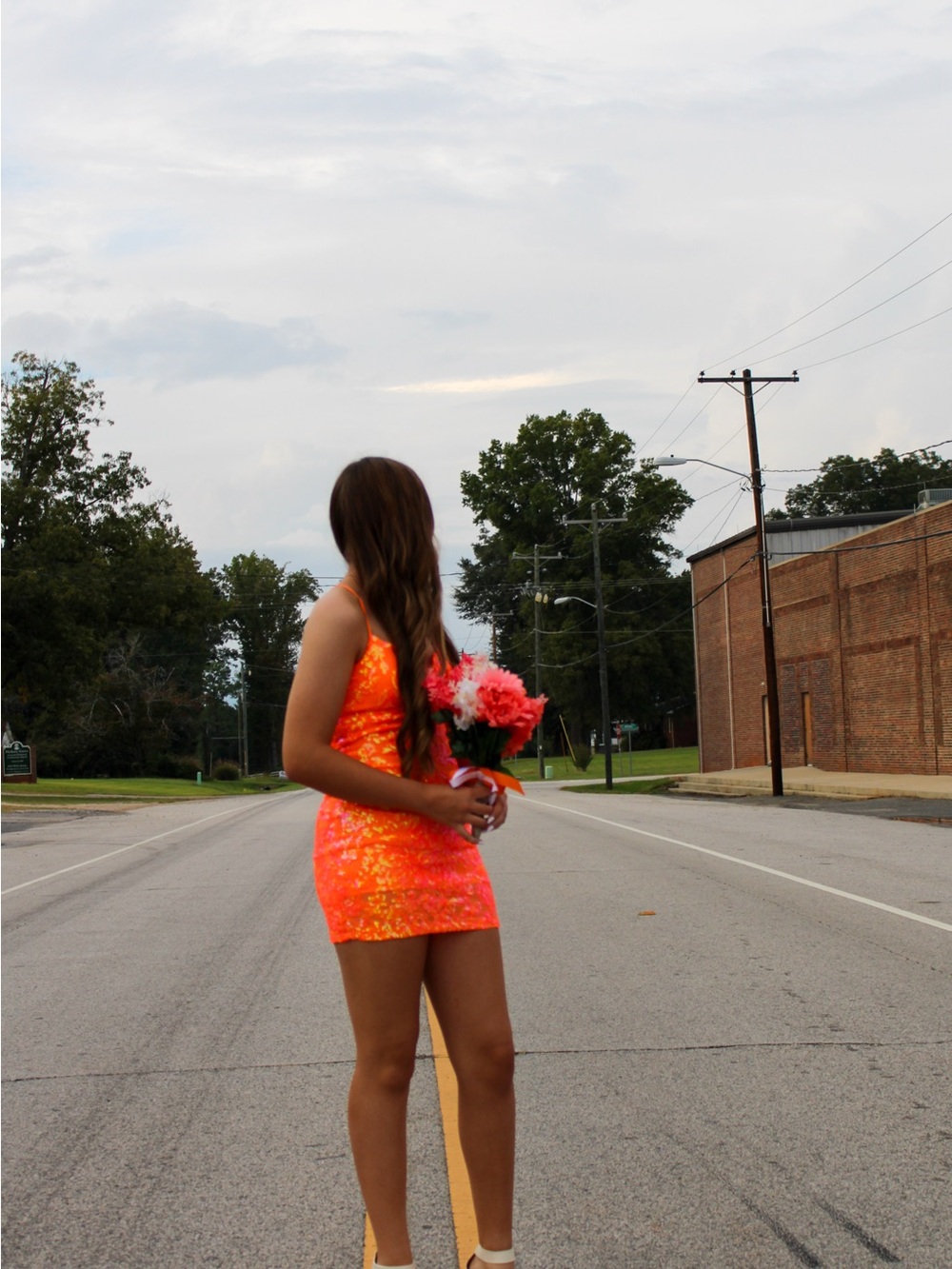 Stunning Midnight Doll Orange Sequin Bodycon Dress Size Medium - Picture 10 of 10